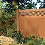 Brown Wood Textured Vinyl Fence with Privacy Topper