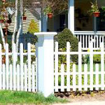 White Vinyl Fence with Alternating Posts